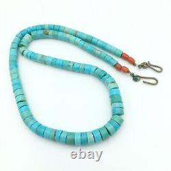 TURQUOISE HEISHI graduated bead necklace blue vintage Native American choker