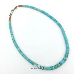 TURQUOISE HEISHI graduated bead necklace blue vintage Native American choker