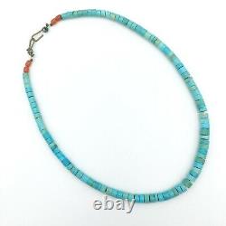 TURQUOISE HEISHI graduated bead necklace blue vintage Native American choker