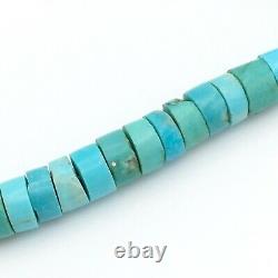 TURQUOISE HEISHI graduated bead necklace blue vintage Native American choker