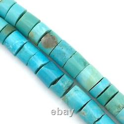 TURQUOISE HEISHI graduated bead necklace blue vintage Native American choker