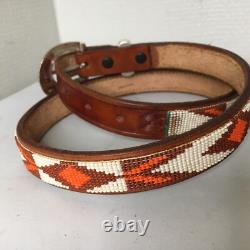 Tom H. Begay Hand Beaded Belt Navajo Native American Art Leather Hand Tooled