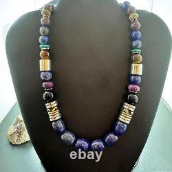 Tommy & Rosita Singer Sterling Silver Lapis/Multistone Beads 20 Necklace