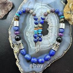 Tommy & Rosita Singer Sterling Silver Lapis/Multistone Beads 20 Necklace