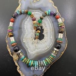Tommy & Rosita Singer Sterling Silver Turquoise and Other Beads Necklace 20 #2