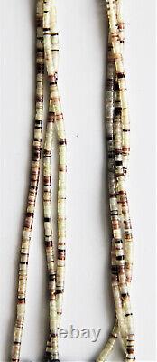 Triple (3) Strand Whale Fish Abalone Shell Heishi Bead Fetish Necklace 27 51g