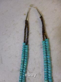 Turquoise And Silver Heishi Bead Native American Southwestern Necklace Jewelry
