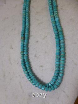 Turquoise And Silver Heishi Bead Native American Southwestern Necklace Jewelry