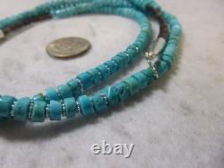 Turquoise And Silver Heishi Bead Native American Southwestern Necklace Jewelry