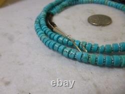 Turquoise And Silver Heishi Bead Native American Southwestern Necklace Jewelry