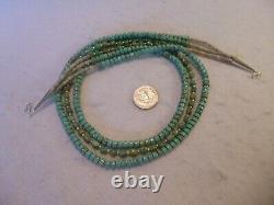 Turquoise Heishi Bead and Nugget Sterling Native American Southwestern Necklace