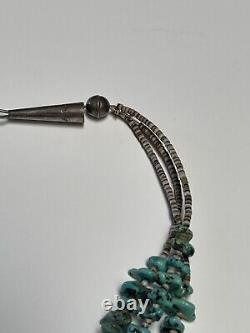 Turquoise Necklace Beaded Beads Chunky Stone Navajo Native American Indian 925