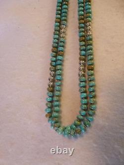 Turquoise and Silver Double Strand Native American Southwestern Necklace