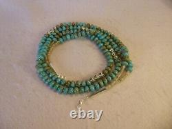 Turquoise and Silver Double Strand Native American Southwestern Necklace