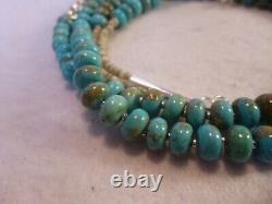 Turquoise and Silver Double Strand Native American Southwestern Necklace