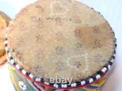 UNIQUE + UNUSUAL ANTIQUE / VINTAGE c1920-30s PLAINS INDIAN GEOMETRIC BEADED BOX