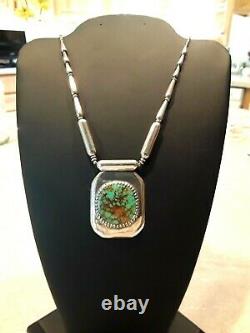 Unique Royston Turquoise Pendant and Sterling bead necklace
