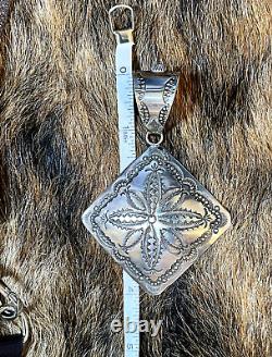 VINCENT PLATERO Sterling Silver Stamped Navajo Diamond Pendant by VJP No Beads