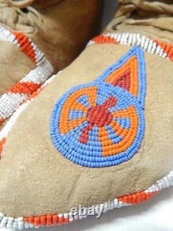 VINTAGE 1920-30s ARAPAHO INDIAN BEADED MOCCASINS HI TOPS WYOMING