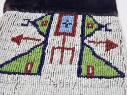 VINTAGE 1920s PLAINS BEADED DAKOTA INDIAN LADIES TOBACCO BAG NICE SPIDER LINES