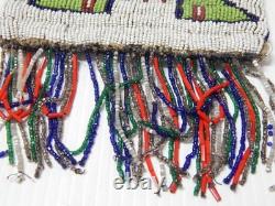 VINTAGE 1920s PLAINS BEADED DAKOTA INDIAN LADIES TOBACCO BAG NICE SPIDER LINES