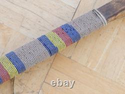 VINTAGE 48 t MID CENTURY NORTHERN PLAINS BEADED HIDE BACKED BOW NICE