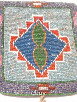 VINTAGE ANTIQUE c1920-30s KOOTENAI PLATEAU INDIAN BEADED BELT POUCH NICE