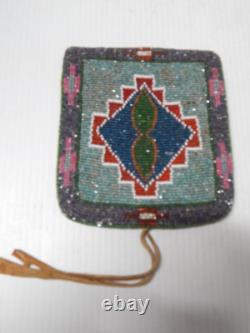 VINTAGE ANTIQUE c1920-30s KOOTENAI PLATEAU INDIAN BEADED BELT POUCH NICE