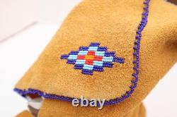 VINTAGE CREE Leather BEADED High top MOCCASINS Boots native American 10