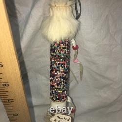 VINTAGE NATIVE AMERICAN GOURD RATTLE CEREMONY PAINTED Beaded Rare