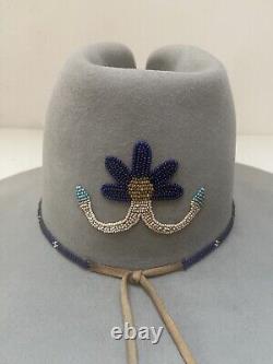 VINTAGE Plains Indian Beaded Cowboy Hat Wool Native American