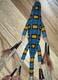 VTG 7 Native American Plains Beaded Lizard Fetish with Cones & Feathers Hangable