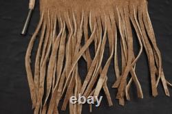 VTG APACHE BUCKSKIN LEATHER BEADED BAG/POUCH Native Art FLOWER Pictorial 11.5