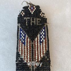 VTG Antique Native American Beaded Watch Fob 1900s Americana Folk Art