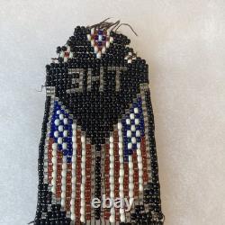 VTG Antique Native American Beaded Watch Fob 1900s Americana Folk Art