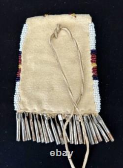 VTG Early 1920's Beaded Native American Indian Strike-a-lite Bag Pouch Leather