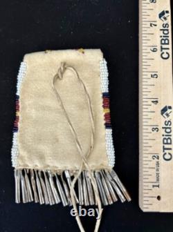 VTG Early 1920's Beaded Native American Indian Strike-a-lite Bag Pouch Leather