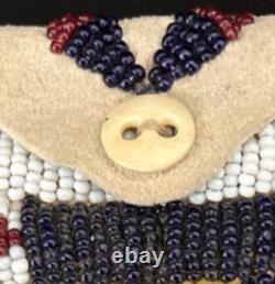 VTG Early 1920's Beaded Native American Indian Strike-a-lite Bag Pouch Leather