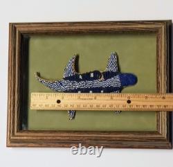 VTG Framed Native American Beaded Lizard Fetish in a Custom Made Wood Frame