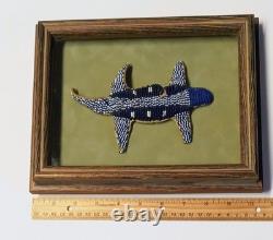 VTG Framed Native American Beaded Lizard Fetish in a Custom Made Wood Frame