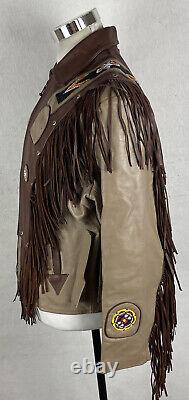 VTG Native American Andrade Leather Beaded Fringe Southwest Jacket Medium