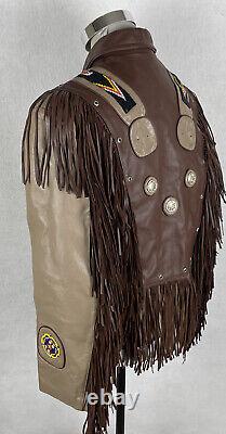 VTG Native American Andrade Leather Beaded Fringe Southwest Jacket Medium