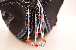VTG Native American Iroquois indian Beaded Tulip Folding Bag Box Bead Pouch