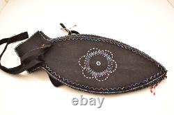 VTG Native American Iroquois indian Beaded Tulip Folding Bag Box Bead Pouch