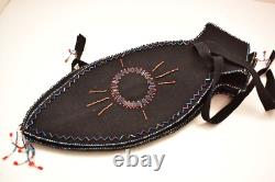 VTG Native American Iroquois indian Beaded Tulip Folding Bag Box Bead Pouch