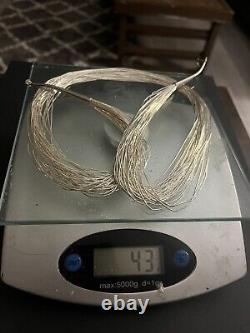 VTG Native American Liquid Sterling Silver 30 Strand Beaded Necklace 30 Long