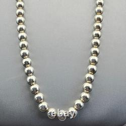 VTG Native American Navajo Pearls Sterling Silver 8mm Beaded Necklace 30 56g