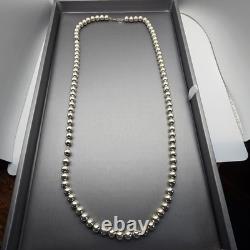 VTG Native American Navajo Pearls Sterling Silver 8mm Beaded Necklace 30 56g