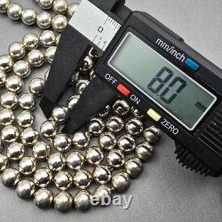 VTG Native American Navajo Pearls Sterling Silver 8mm Beaded Necklace 30 56g