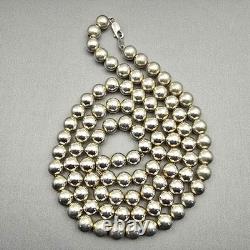 VTG Native American Navajo Pearls Sterling Silver 8mm Beaded Necklace 30 56g